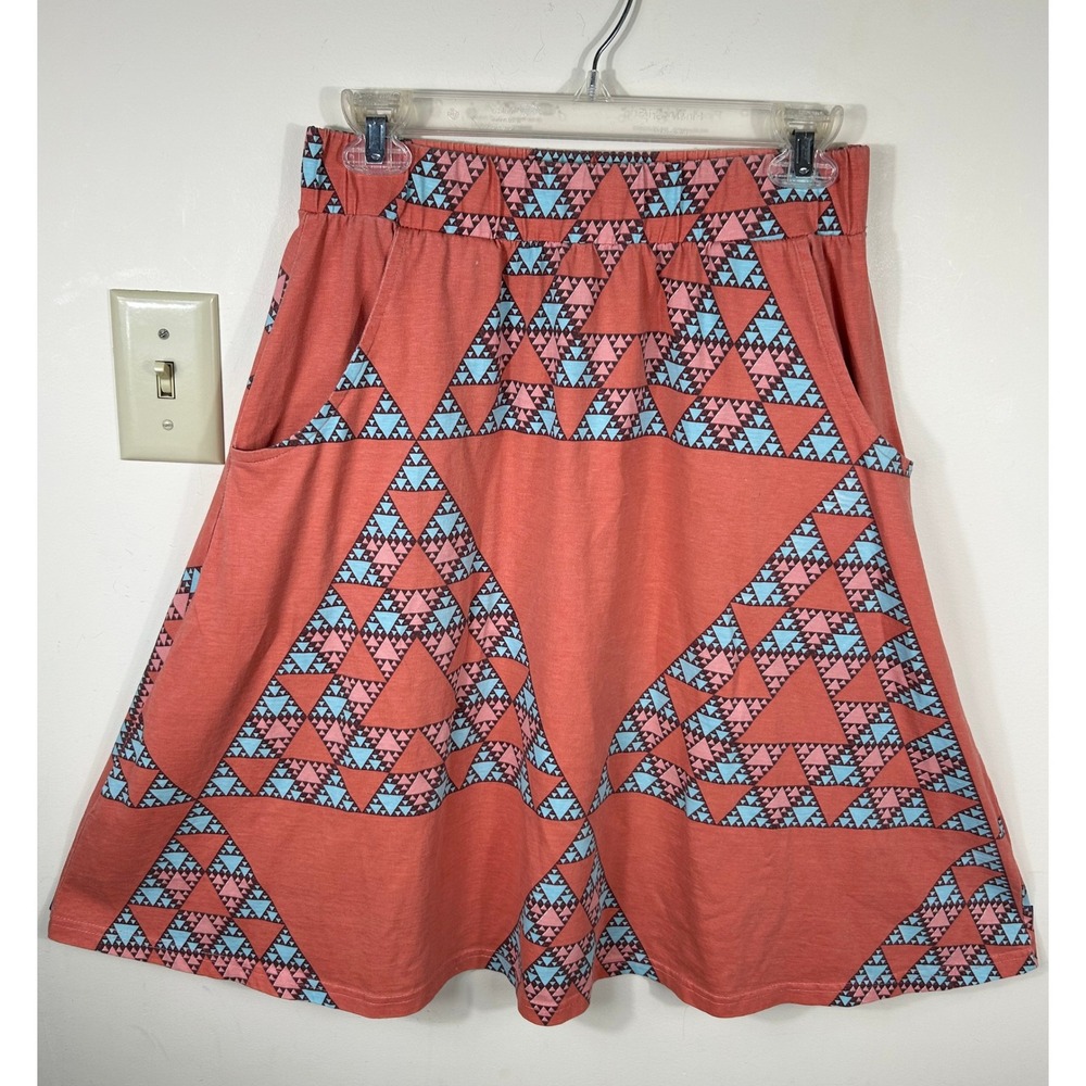 Svaha Sierpinski Triangle Skirt M Coral A Line Math Science STEM Organic Cotton